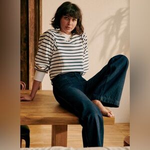 Sezane Alexa Sweatshirt, white/navy stripe, S